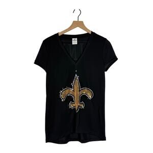 Victoria's Secret New Orleans Saints T-Shirt Sz Medium Black Sequin Football NFL